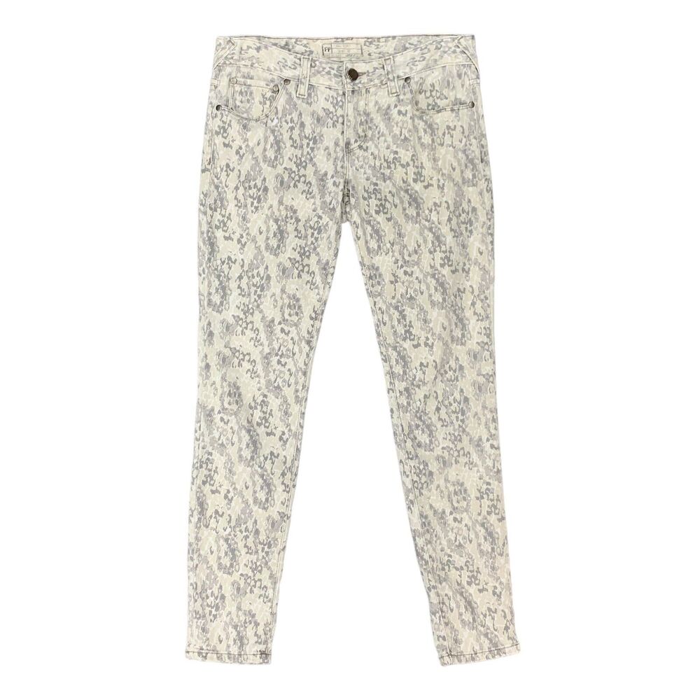 Free People Animal Print Jeans Womens 27 Low Rise Skinny Stretch Ankle Zip Fly